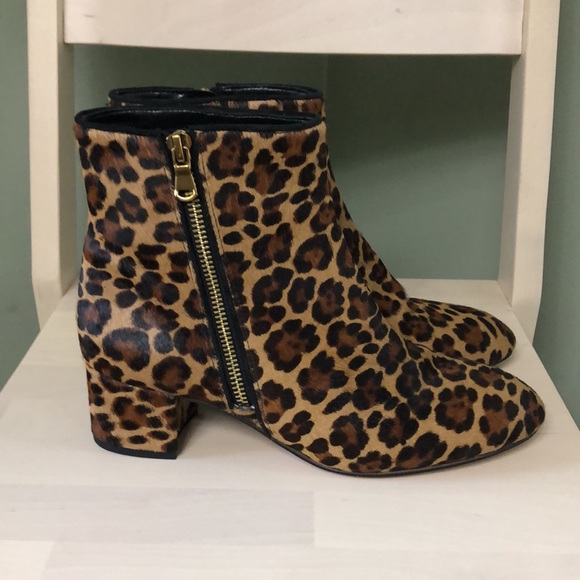 Ann Taylor Ankle Boots Fur Leather Leopard Print Booties Size 7.5 NEW - Picture 2 of 10